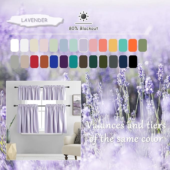 DONREN Patio Door Curtains 96 inch Length, Light Purple Rod Pocket Top Thermal Insulated Blackout Panels Curtain Drapes for Sliding Glass Door (Lavender, 60" Wide, 2 Panels)
