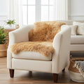 Super Area Rugs Brown Sheepskin Rug - Golden Brown Sheep Rugs - Premium Quality Sheep Skin for Chair Draping and Floor Covering