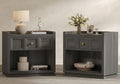SICOTAS Night Stand Set 2, 26" Wide Nightstands with Drawer, Large Queen Size Nightstands Set of 2, Modern Bedside Table for Bedroom, Side End Table (Dark Grey Oak, 26-Inch)