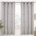 YoungsTex Dark Grey Linen Curtains 63 Inch Length for Living Room Windows, Textured Light Filtering Drapes with Bronze Grommet Privacy for Bedroom, 2 Panels, 52 X 63 Inch