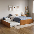 AFI Concord Full Solid Wood Platform Bed with Footboard & Full Trundle in Light Toffee