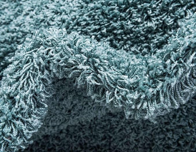 Unique Loom Solid Shag Collection Area Rug (9' x 12' 2" Rectangle Light Slate Blue)