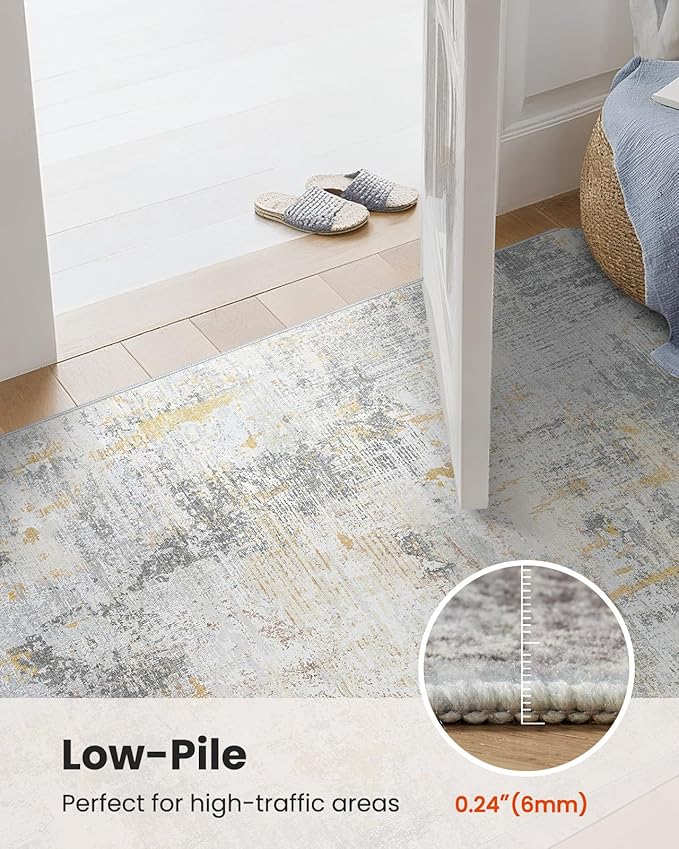 8x10 Area Rugs for Living Room, Modern Abstract Washable Rug with Non-Slip Backing & Low Pile, Large Washable Rug with Abstract Pattern for Bedroom, Dinning Room, Home Office,Beige