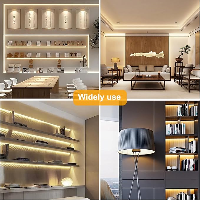 COB LED Strip Lights Warm White,24V Dimmable led Light Strip KIT with Remote and app Control,3000K 25FT/7.5m 8mm Wide Ra>90 Cuttable Flexible Strip Lights for Bedroom,Wardrobe,Cabinet