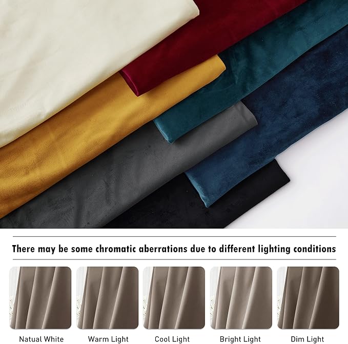 RYB Home Velvet Curtains 96 inches for Sliding Door - Blackout Curtains for Living Room, Thermal Insulated Panels Soft Luxury Window Decor for Kids Bedroom, W62 x L96, Taupe, 2 Panels