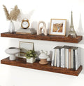 Floating Shelves for Wall, 9.3" Deep Wall Mounted Wood Shelves for Bathroom, Bedroom, Living Room, Kitchen, Hanging Shelf for Books/Storage/Room Decor (Brown, 40")