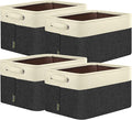 BALEINE Fabric Storage Bins for Shelves, Linen Storage Baskets for Organizing, Decorative Closet Storage Bins for Clothes, Toys, Home Storage (Black, 4 Pack)