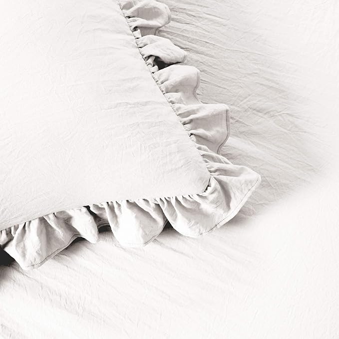 Lush Decor Ruffle Skirt Bedspread Set - 3-Piece Luxurious Farmhouse Bedding - Elegant Ruffle Detail - Timeless Style - Soft Lightweight Sheets - King, White
