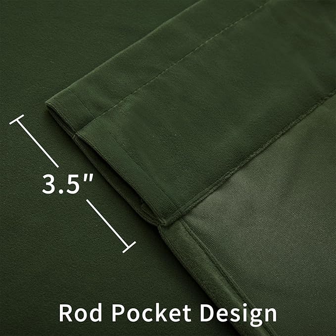 Joydeco Olive Green Velvet Curtains 72 inch Length 2 Panels, Luxury Blackout Rod Pocket Thermal Insulated Window Curtains, Super Soft Room Darkening Drapes for Living Room Bedroom,W52 x L72 inches