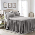 Lush Decor Ruffle Skirt Bedspread Set - 3-Piece Luxurious Farmhouse Bedding - Elegant Ruffle Detail - Timeless Style - Soft Lightweight Sheets - King, Dark Gray