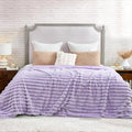 Cozy Bliss Faux Fur Throw Blanket for Couch, Cozy Warm Plush Striped Blanket for Sofa Bedroom Living Room, 108 * 90 Inches Lavender