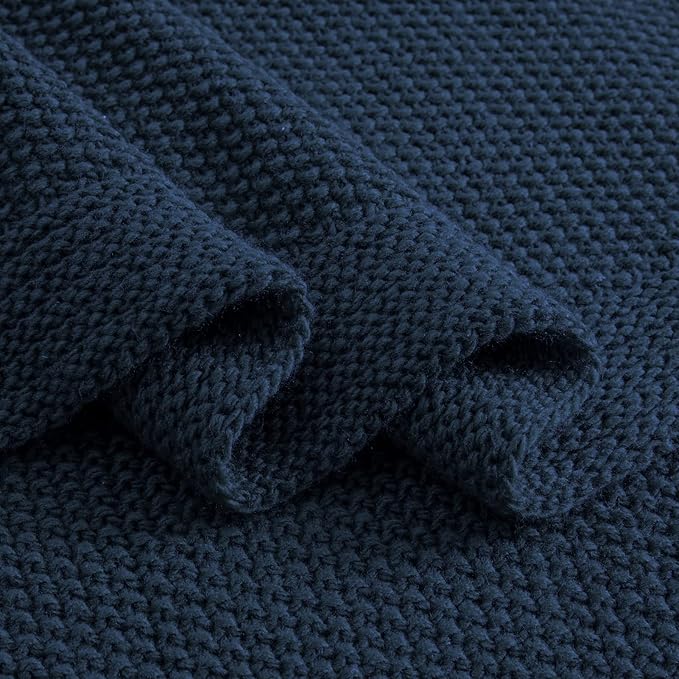 CozeCube Navy Blue Throw Blanket for Couch, Soft Cozy Cable Knit Throw for Bed Sofa Living Room, Lightweight Warm Decorative Farmhouse Christmas Blanket, 50"x60", Navy Blue