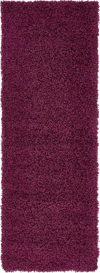 Unique Loom Solid Shag Collection Area Rug (2' 2" x 6' 7" Runner Eggplant Purple)