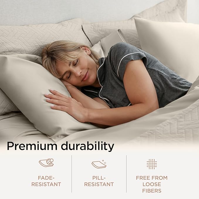 Threadmill Luxury Full Size Sheets for Full Size Mattress, 1200 Thread Count Supima Cotton Sheets for Full Mattress, 5-Star Hotel Quality 4 Piece Bed Sheets with Extra Deep Pocket, Taupe