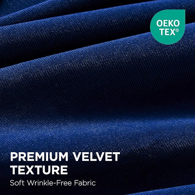 Joydeco Royal Blue 100% Blackout Curtains 84 Inch 2 Panels, Luxury Thermal Royal Blue Velvet Curtains for Bedroom Living Room, Soundproof Blackout Window Drapes, Rod Pocket & Back Tab (52W x 84L)