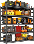 Storage Shelves, Garage Metal Shelving Unit, Adjustable, Double-Layer Column with Reinforced Ribs, Heavy-Duty, Capable of Bearing 600-3600 lbs (Black, 47''W*24''D*63''H, 5-Tier)