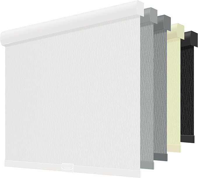 ChrisDowa Cordless Blackout Roller Shades for Windows, Striped Free-Stop Window Blinds with Privacy, Thermal Insulated Window Shades for Home, Office and Door. White, 37" W x 72" H