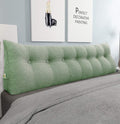 homecozy Wedge Headboard Pillow Dorm Room Reading Pillow Back Support for Sitting Up in Bed Bolster Lumbar Cushion Body Positioning Bedrest Cotton Linen 76in Grass Green King