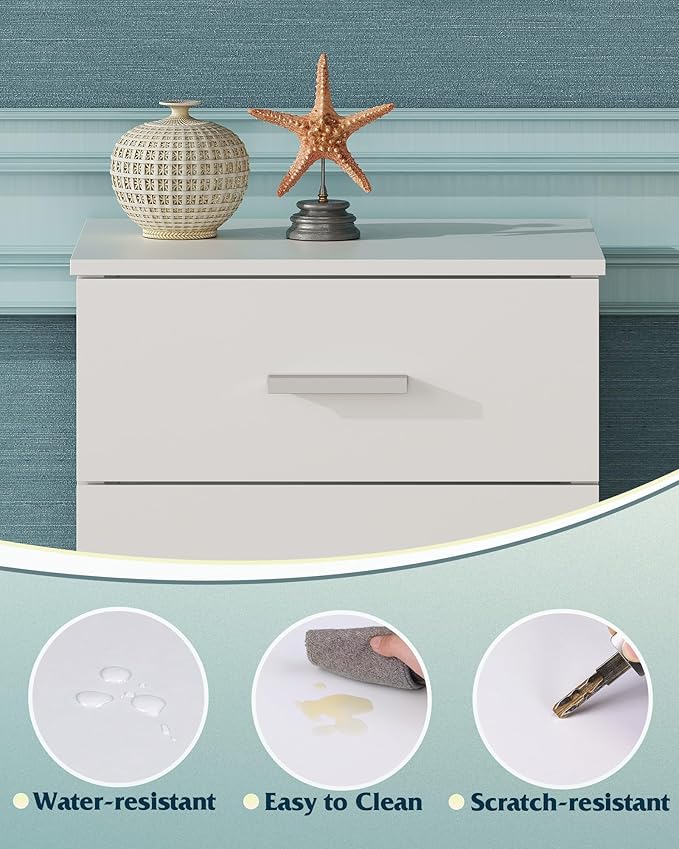 WLIVE White Night Stand with 3 Drawers, Small Nightstand with Storage, Wooden Bedside Table Modern End Table for Bedroom, Living Room, Office, 12.9" D x 16" W x 21.6" H