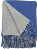 Alashan Cashmere Blend Double Faced Throw-Super Soft and Luxe Fabric- Perfect for Cozy Nights! 95% Merino Wool/5% Cashmere, 50" x 70", Great Gift Item. (Highlands Blue & White)