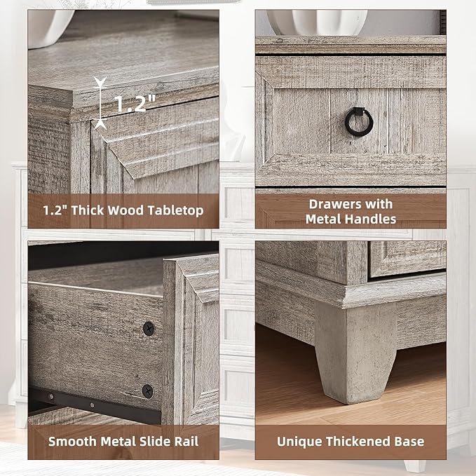 6 Drawer Dresser for Bedroom, 41" Tall Small Dressers & Chest of Drawers, Farmhouse Dresser with Metal Handle, Wood Storage Organizer Closet for Living Room, Hallway, Entryway