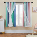 XiDi Curtains for Bedroom Decor, Rainbow Pinkgreen grey52/45