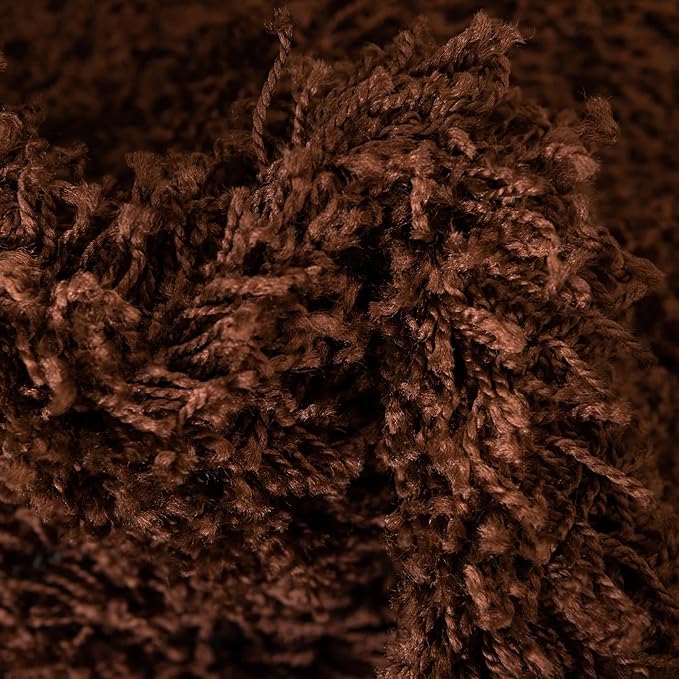 Unique Loom Solid Shag Collection Area Rug (5' 1" x 8' Oval, Chocolate Brown)