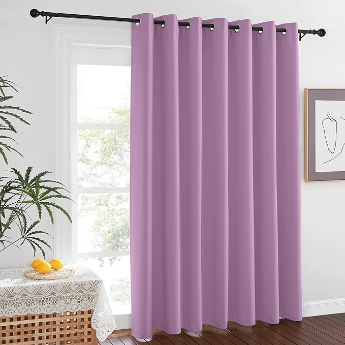 NICETOWN Room Darkening Patio Sliding Door Curtains 84 inch Length, Grommet Divider Thermal Insulated Curtain Drapes for French Door/Living Room (Lilac, W100 x L84, 1 Panel)