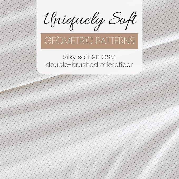 Linen Market Double-Brushed Patterned Microfiber California King Sheet Set 4 Piece – OEKO-TEX Certified Ultra Soft & Wrinkle-Free - 16" Deep Pocket Sheets Easy Care Cal-King Size - Stippled Light Gray