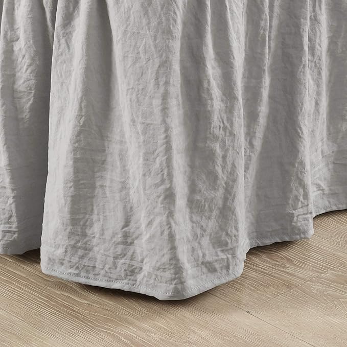 Lush Decor Ruched Ruffle Elastic Easy Wrap Around Bed Skirt Single Queen/King/Cal King Light Gray - Queen Bed Skirt - Dust Ruffle - Gray Bedskirts
