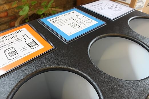 RecycleBoxBin Double Recycling Bin - Large Capacity (25 gal. per bin), All Plastic Construction, Light-Weight, with Changeable Label System