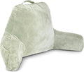 Husband Pillow Desert Sage, Original Reading Pillow in Bed Rest Chair, Shredded Memory Foam Large Lounge Cushion Adult Backrest with Arms, Comfy Back Support for Sit Sitting Up, Wash/Removable Cover