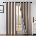 100% Blackout Curtains for Bedroom Room, Custom Curtains Blackout Thermal Insulated 1 Panel, Grommet Light Blocking Drapes for Bedroom Windows Luxury Decor(Custom Size,Light Beige