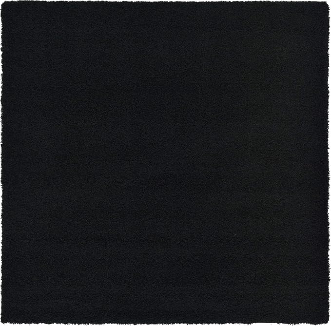 Unique Loom Solid Shag Collection Area Rug (8' Square, Jet Black)
