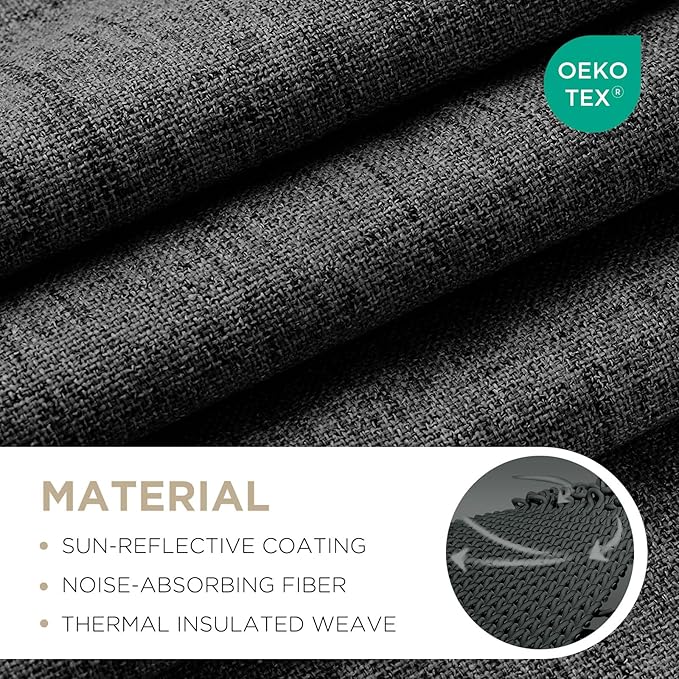 Joydeco Linen Blackout Curtains for Bedroom - 100% Light Blocking 1 Panels, Black Drapes 100" W x 108" L, Thermal Insulated Room Darkening Curtains for Living Room, Rod Pocket & Back Tabs