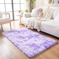 duduta Purple Plush Rugs for Bedroom 3x5 ft, Tie Dye Fluffy Shag Rug for Dorm Nursery Bedside, Machine Washable Non Slip