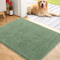 OLANLY Dog Door Mat for Muddy Paws 40x32, Absorbs Moisture and Dirt, Absorbent Non-Slip Washable Doormat, Quick Dry Chenille Mud Mat, Entry Indoor Entryway Carpet for Inside Floor, Olive Green