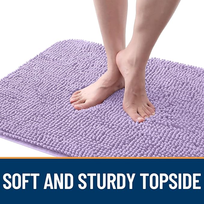 OLANLY Dog Door Mat for Muddy Paws 47x17, Absorbs Moisture and Dirt, Absorbent Non-Slip Washable Doormat, Quick Dry Chenille Mud Mat for Dogs, Entry Indoor Entryway Carpet for Inside Floor, Lavender
