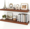 Floating Shelves for Wall, 9.3" Deep Wall Mounted Wood Shelves for Bathroom, Bedroom, Living Room, Kitchen, Hanging Shelf for Books/Storage/Room Decor (Walnut, 36")