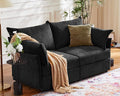 ABCASA Oversized Loveseat Sofa, Modern Modular Sectional Couch Black Fluffy Chenille Mid Century 2-Seat 24.5" Deep Seat for Apartment, Living Room, Bedroom