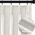 Topfinel 100% Blackout Linen Curtains 80 Inch Length,Pinch Pleated Oatmeal Back Tab Drapes with Hooks Room Darkening Heat Reducing Farmhouse Rustic Lined Draperies for Bedroom Baby Room 2 Panels Set