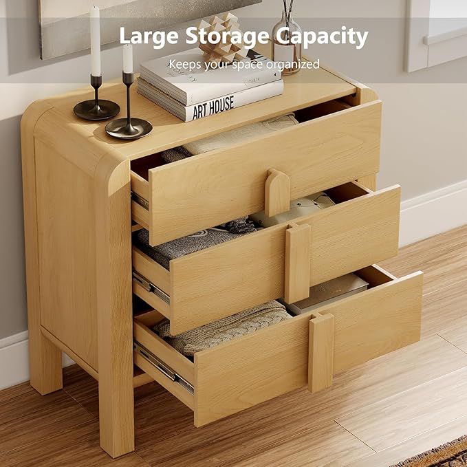 WAMPAT 3 in 1 9 Drawer Dresser for Bedroom, 94.5" Wide Mid Century Modern Wide Chest of Drawer, Wood Tall Nightstand with Curved Edge Handles, Closet Dresser TV Stand for Bedroom, Oak