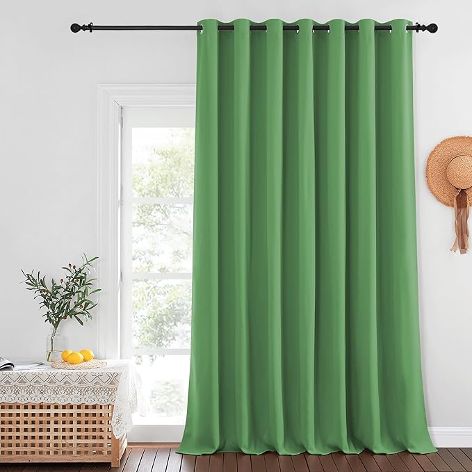 NICETOWN Patio Door Curtain Sound Blocking, Bedroom Privacy Room Divider Curtain, Thermal Insulated Blackout Closet Sliding Door Shade (1 Panel, 100" Wide x 120" Long, Froest Green)