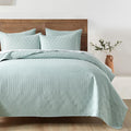 HORIMOTE HOME Sprout Green Twin Size Quilt Set - Soft Microfiber Bedspread with 1 Sham, Lightweight & All-Season Geometric Coverlet for Cozy Bedding