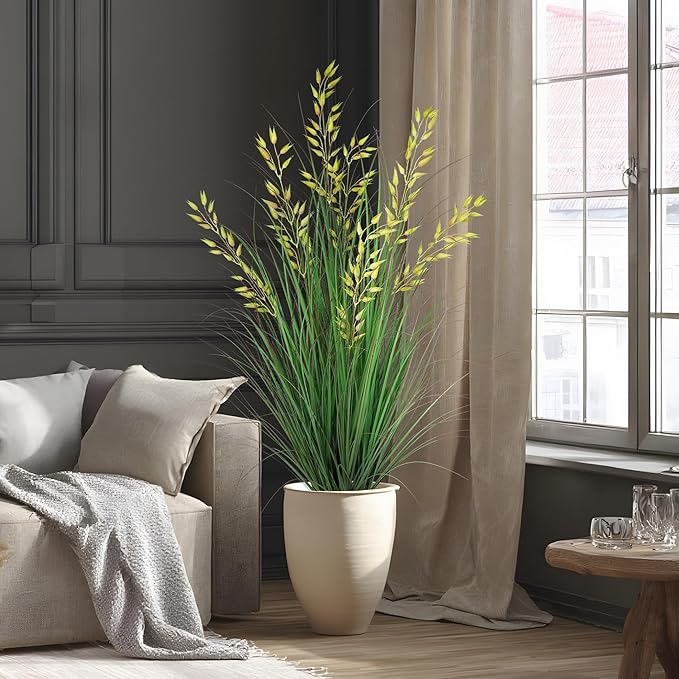 Artificial Plants Artificial Wheat Grass Faux Plants Artificial Grass Plant Fake Green Plants Tall Fake Plants Tall Suitable for Indoor Home Decor Outdoor Porch Terrace Decor（47In 1PCS