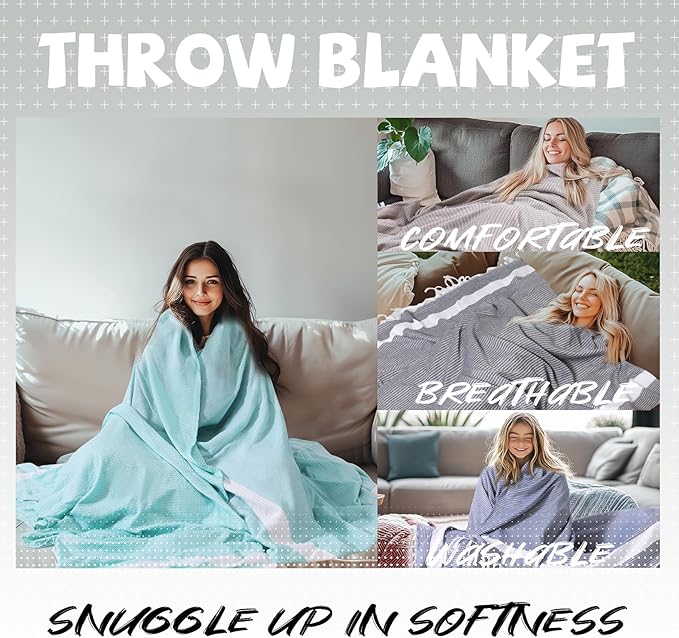 Lightweight Woven Throw Blanket Large Soft Vanilla Teen Girl Clean Aesthetic Preppy Stuff Coquette Thing Cute Accessories Girly Room Aesthetic Coastal Beachy Bedroom College Student Dorm Decor Pink