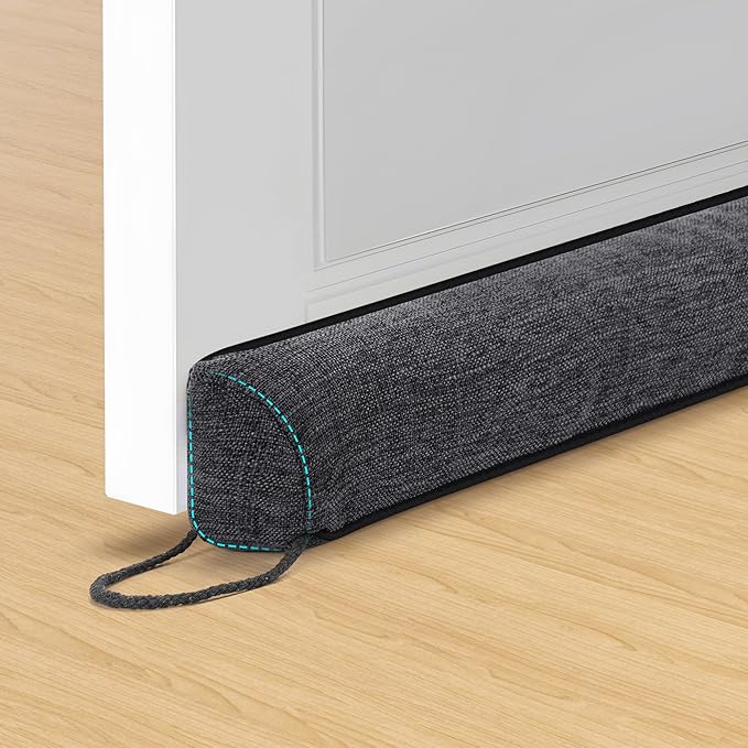 Door Draft Stopper Weighted Triangular Draft Stoppers for Bottom of Door 36" Underdoor Draft Blocker Seal Guard for Window Sill All-Season Gap Filler for Cold Air, Noise, and Light, Dark Grey