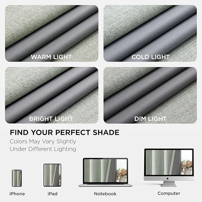 Joydeco Blackout Curtains 108 Inches Long 2 Panels Burg, Room Darkening Curtains for Bedroom, 100% Black Out Textured Thermal Drapes Privacy Protection 2 Panels Set(W52 x L108 Inch, Sage Green)