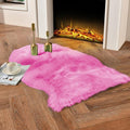 duduta Hot Pink Faux Sheepskin Throw Rug 2x3 ft, Fluffy Shag Girls Bedside Dorm Rug Fur Seat Chair Covers Washable