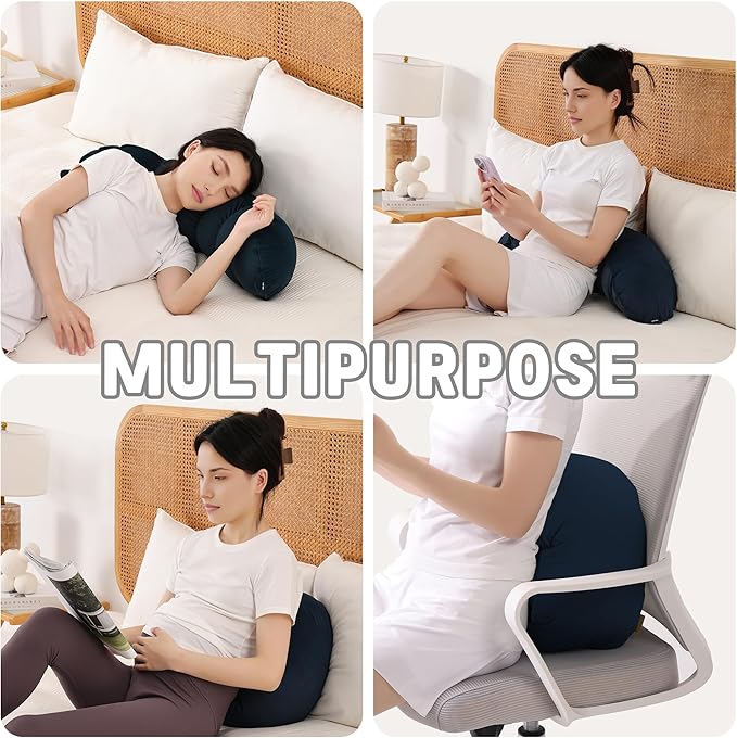 Peallow(Pat. Pend) – Long Round Body Pillow for Adults, Bolster Pillow for Sleeping, Soft and Supportive Pillow for Sleeping & Lumbar Support (Teal Blue, 29.5")